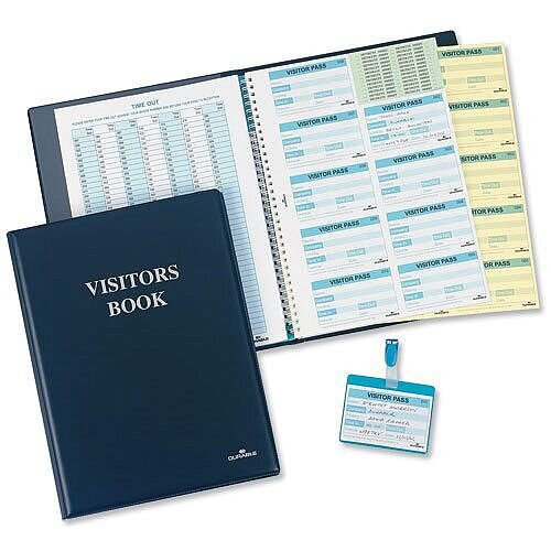 Durable Visitors Book Leather Look 100 Badge Inserts W90xH60mm 1463-00