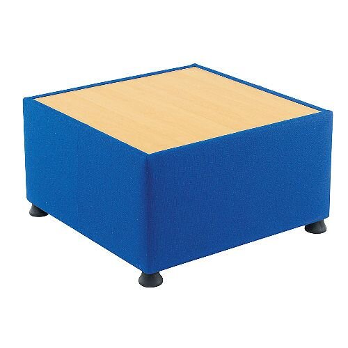 Glacier Reception Coffee Table With Wooden Top & Fabric Upholstered Sides Blue