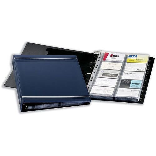 Durable Visifix Business Card Album 4-ring A-Z Index Capacity 400 A4 Dark Blue 2388-07