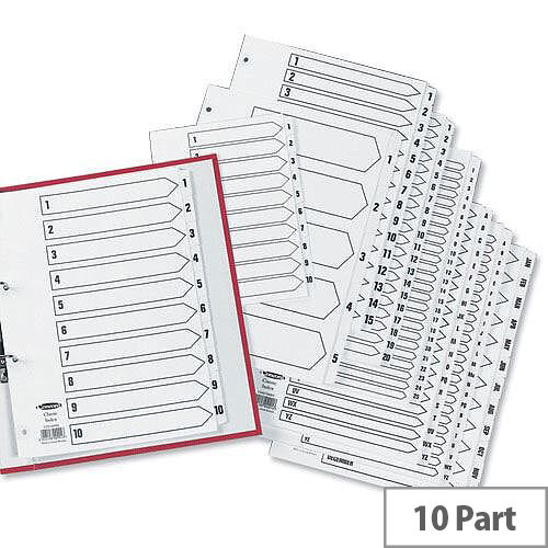 Concord Classic Index 1-10 A5 White Board With Clear Mylar Tabs 07101/Cs71 Concord Classic Index 1-10 A5 White Board With Clear Mylar Tabs 07101/Cs71