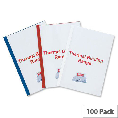 GBC Thermal Binding Covers 3mm Front PVC Clear Back Gloss A4 White Pack 100