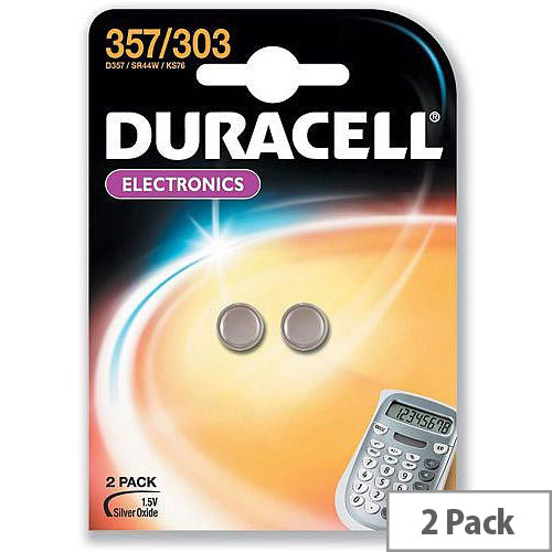 Duracell D357/303 Button Cell Coin Batteries Silver Oxide 1.5V Pack 2 Duracell D357/303 Button Cell Coin Batteries Silver Oxide 1.5V Pack 2