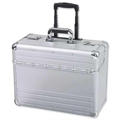 Alumaxx Omega Trolley Pilot Case 2 Combination Locks Silver Aluminium 45122