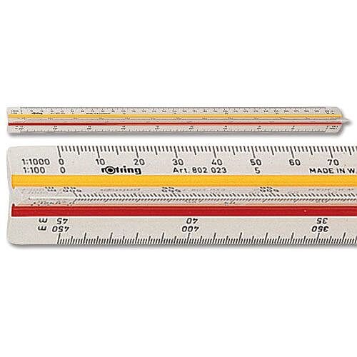Rotring Ruler Triangular Reduction Scale 6 Surveying 1-25 to 1-2500 2 Coloured Flutings Rotring Ruler Triangular Reduction Scale 6 Surveying 1-25 to 1-2500 2 Coloured Flutings