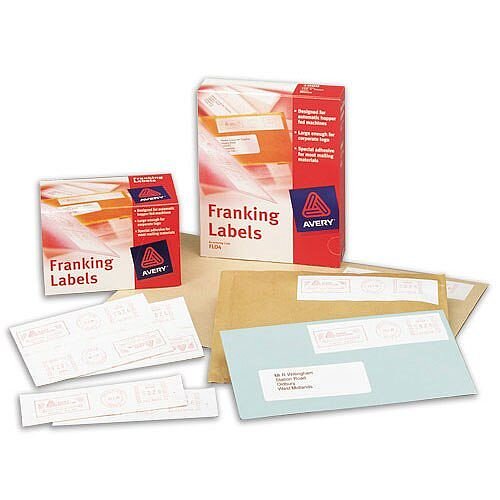 Avery Franking Labels 1 per Sheet FL04 140x38mm White 1000 Labels Avery Franking Labels 1 per Sheet FL04 140x38mm White 1000 Labels