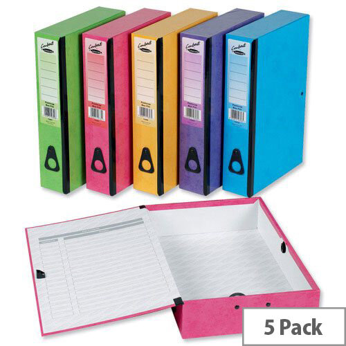 Foolscap Box File Purple Laminated Paper lock 75mm Spine Pack 5 Concord Contrast