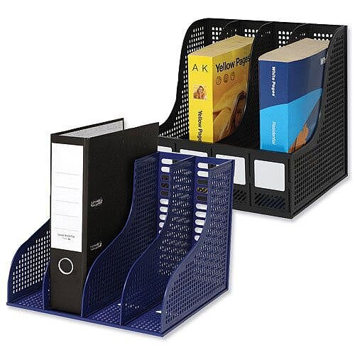 Recycled Plastic Magazine Rack Black for Lever Arch 4 Sections Arnos Recycled Plastic Magazine Rack Black for Lever Arch 4 Sections Arnos