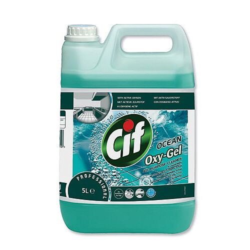 Cif Oxygel Multipurpose Cleaner Professional Active Oxygen Ocean Spray 5 Litre. Includes Active Oxy-Gel &Micro-Bubbles To Easily Lift Dirt. Ideal For Schools, Colleges, Offices, Homes &More. Cif Oxygel Multipurpose Cleaner Professional Active Oxygen Ocean Spray 5 Litre. Includes Active Oxy-Gel &Micro-Bubbles To Easily Lift Dirt. Ideal For Schools, Colleges, Offices, Homes &More.
