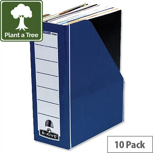 Fellowes Bankers Box Premium Magazine File Fastfold Blue and White Pack 10 Fellowes Bankers Box Premium Magazine File Fastfold Blue and White Pack 10