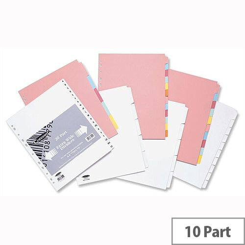 Concord Punched Subject Dividers Extra Wide 10-Part A4 Assorted