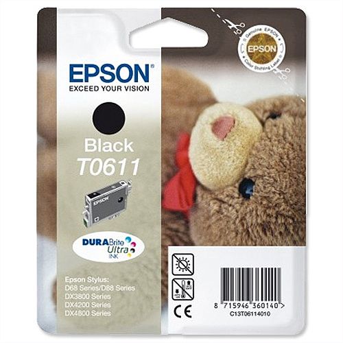 Epson T0611 Black Ink Cartridge Teddybear Series C13T06114010 Epson T0611 Black Ink Cartridge Teddybear Series C13T06114010