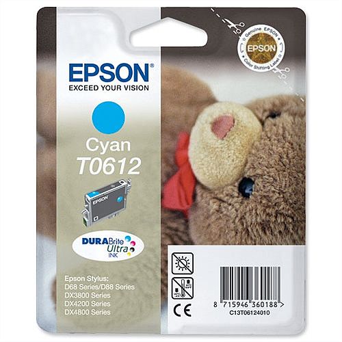 Epson (T0612) Cyan Original Ink Cartridge C13T06124010 222136 Epson (T0612) Cyan Original Ink Cartridge C13T06124010 222136