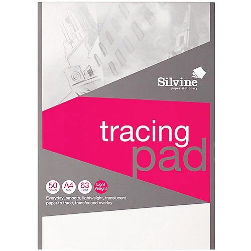 Silvine  A4  Popular Tracing Pad Acid Free Paper 63gsm  50 Sheets