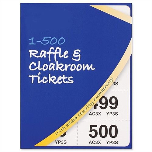 Cloakroom and Raffle Tickets Numbered 1-500 Assorted Colours Pack 12 Silvine CRT500