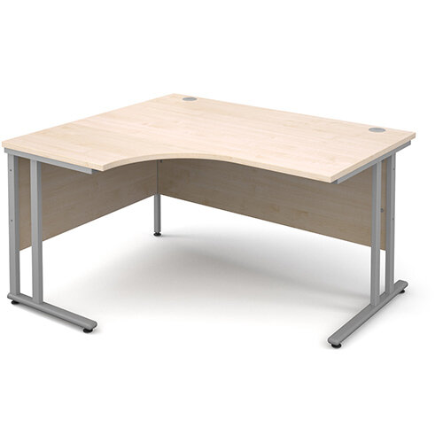Maestro 25 SL left hand ergonomic desk 1400mm - silver cantilever frame, maple top Maestro 25 SL left hand ergonomic desk 1400mm - silver cantilever frame, maple top