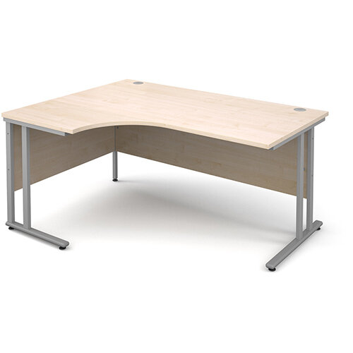 Maestro 25 SL left hand ergonomic desk 1600mm - silver cantilever frame, maple top Maestro 25 SL left hand ergonomic desk 1600mm - silver cantilever frame, maple top