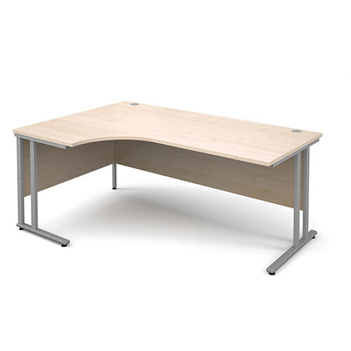 Maestro 25 SL left hand ergonomic desk 1800mm - silver cantilever frame, maple top Maestro 25 SL left hand ergonomic desk 1800mm - silver cantilever frame, maple top