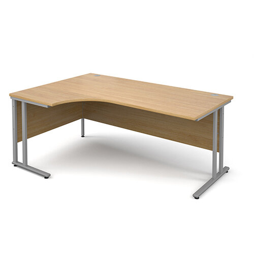 Maestro 25 SL left hand ergonomic desk 1800mm - silver cantilever frame, oak top Maestro 25 SL left hand ergonomic desk 1800mm - silver cantilever frame, oak top