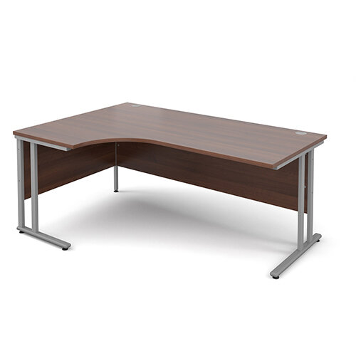 Maestro 25 SL left hand ergonomic desk 1800mm - silver cantilever frame, walnut top