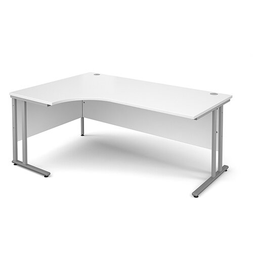 Maestro 25 SL left hand ergonomic desk 1800mm - silver cantilever frame, white top Maestro 25 SL left hand ergonomic desk 1800mm - silver cantilever frame, white top