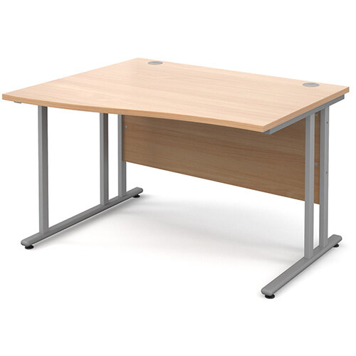 Maestro 25 SL left hand wave desk 1200mm - silver cantilever frame, beech top Maestro 25 SL left hand wave desk 1200mm - silver cantilever frame, beech top