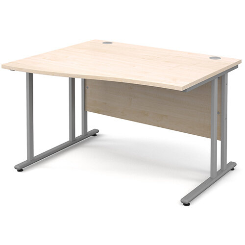 Maestro 25 SL left hand wave desk 1200mm - silver cantilever frame, maple top Maestro 25 SL left hand wave desk 1200mm - silver cantilever frame, maple top