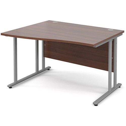 Maestro 25 SL left hand wave desk 1200mm - silver cantilever frame, walnut top Maestro 25 SL left hand wave desk 1200mm - silver cantilever frame, walnut top