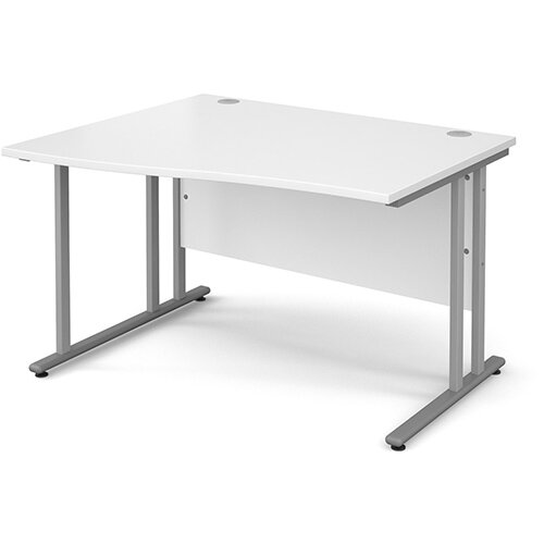 Maestro 25 SL left hand wave desk 1200mm - silver cantilever frame, white top Maestro 25 SL left hand wave desk 1200mm - silver cantilever frame, white top