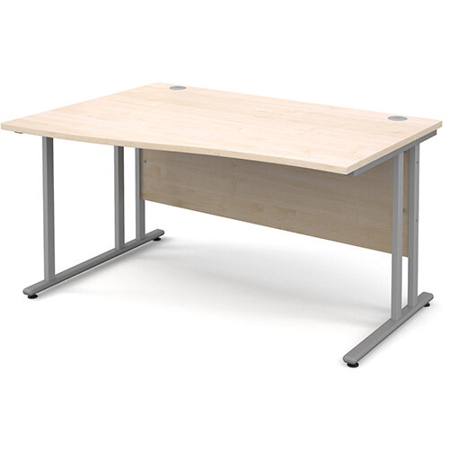 Maestro 25 SL left hand wave desk 1400mm - silver cantilever frame, maple top Maestro 25 SL left hand wave desk 1400mm - silver cantilever frame, maple top