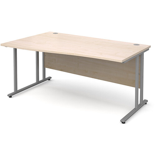 Maestro 25 SL left hand wave desk 1600mm - silver cantilever frame, maple top Maestro 25 SL left hand wave desk 1600mm - silver cantilever frame, maple top