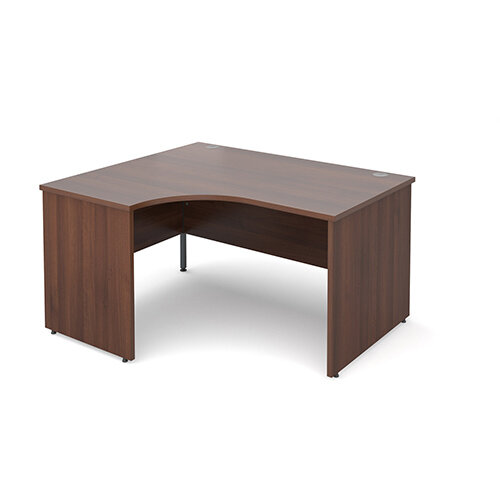 Maestro 25 PL left hand ergonomic desk 1400mm - walnut panel leg design