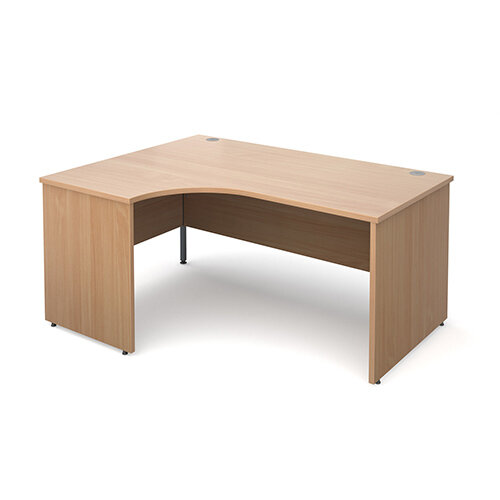 Maestro 25 PL left hand ergonomic desk 1600mm - beech panel leg design Maestro 25 PL left hand ergonomic desk 1600mm - beech panel leg design