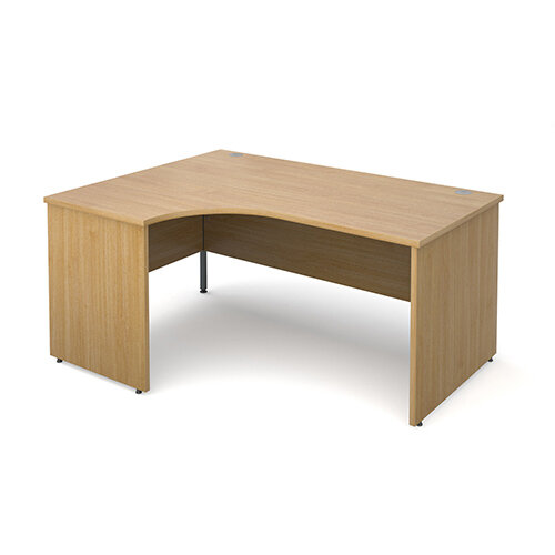 Maestro 25 PL left hand ergonomic desk 1600mm - oak panel leg design