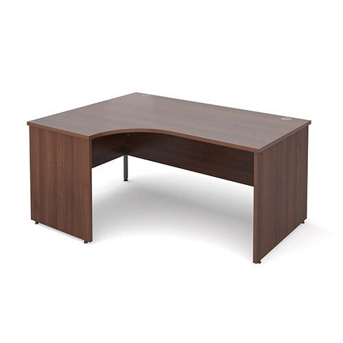 Maestro 25 PL left hand ergonomic desk 1600mm - walnut panel leg design Maestro 25 PL left hand ergonomic desk 1600mm - walnut panel leg design