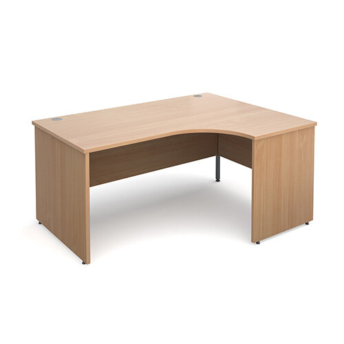 Maestro 25 PL right hand ergonomic desk 1600mm - beech panel leg design