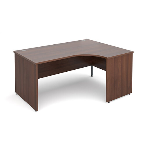 Maestro 25 PL right hand ergonomic desk 1600mm - walnut panel leg design Maestro 25 PL right hand ergonomic desk 1600mm - walnut panel leg design