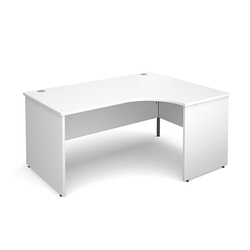 Maestro 25 PL right hand ergonomic desk 1600mm - white panel leg design Maestro 25 PL right hand ergonomic desk 1600mm - white panel leg design