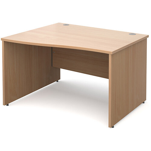 Maestro 25 PL left hand wave desk 1200mm - beech panel leg design Maestro 25 PL left hand wave desk 1200mm - beech panel leg design