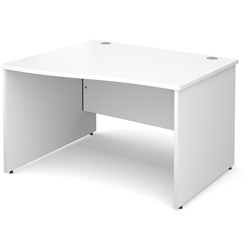 Maestro 25 PL left hand wave desk 1200mm - white panel leg design Maestro 25 PL left hand wave desk 1200mm - white panel leg design