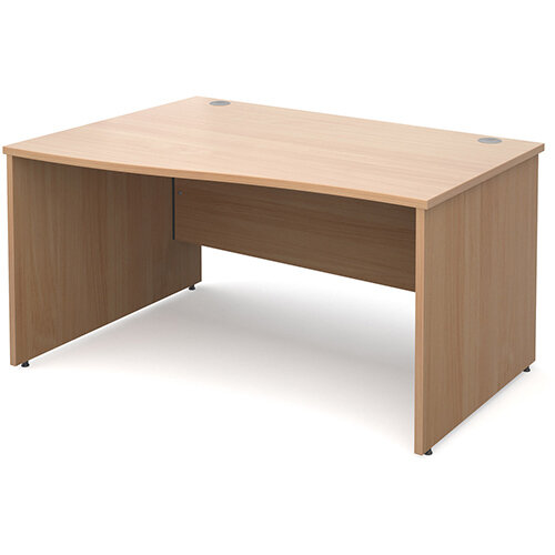 Maestro 25 PL left hand wave desk 1400mm - beech panel leg design