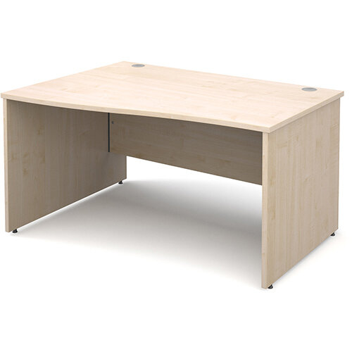 Maestro 25 PL left hand wave desk 1400mm - maple panel leg design Maestro 25 PL left hand wave desk 1400mm - maple panel leg design