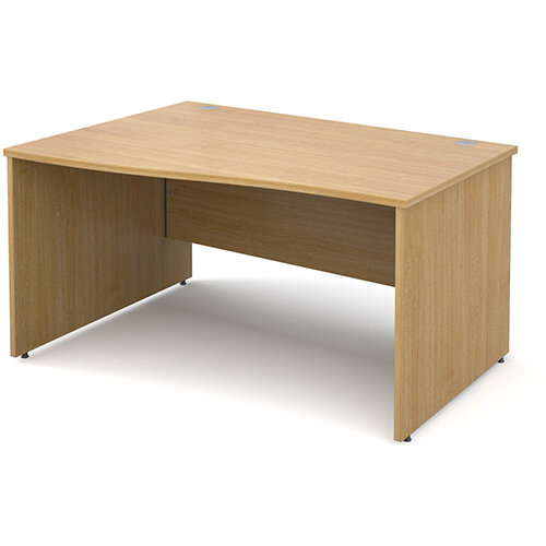 Maestro 25 PL left hand wave desk 1400mm - oak panel leg design