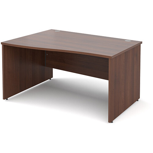 Maestro 25 PL left hand wave desk 1400mm - walnut panel leg design Maestro 25 PL left hand wave desk 1400mm - walnut panel leg design