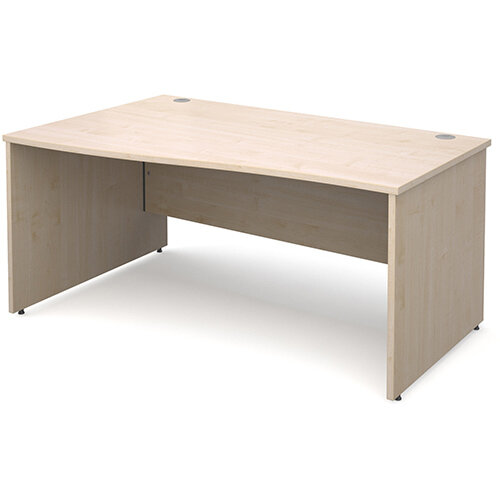 Maestro 25 PL left hand wave desk 1600mm - maple panel leg design Maestro 25 PL left hand wave desk 1600mm - maple panel leg design