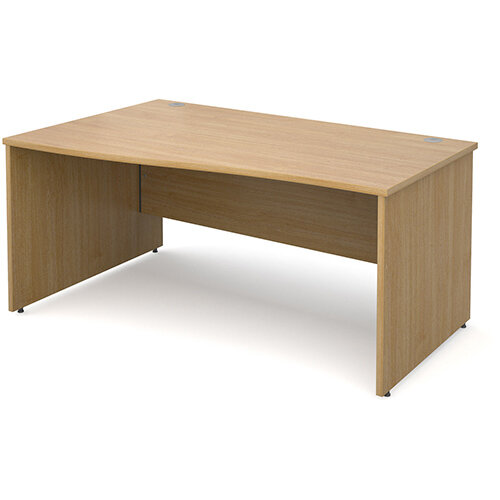 Maestro 25 PL left hand wave desk 1600mm - oak panel leg design