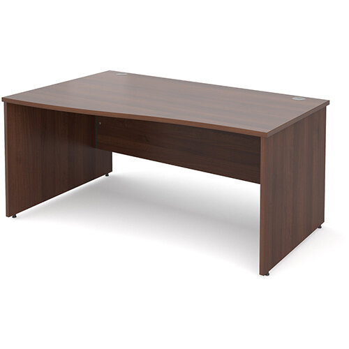 Maestro 25 PL left hand wave desk 1600mm - walnut panel leg design Maestro 25 PL left hand wave desk 1600mm - walnut panel leg design