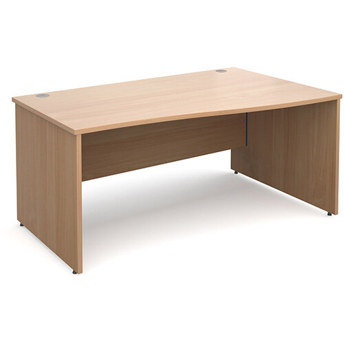 Maestro 25 PL right hand wave desk 1600mm - beech panel leg design