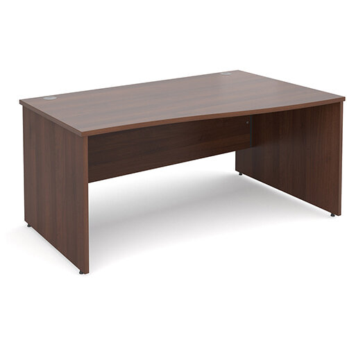 Maestro 25 PL right hand wave desk 1600mm - walnut panel leg design Maestro 25 PL right hand wave desk 1600mm - walnut panel leg design