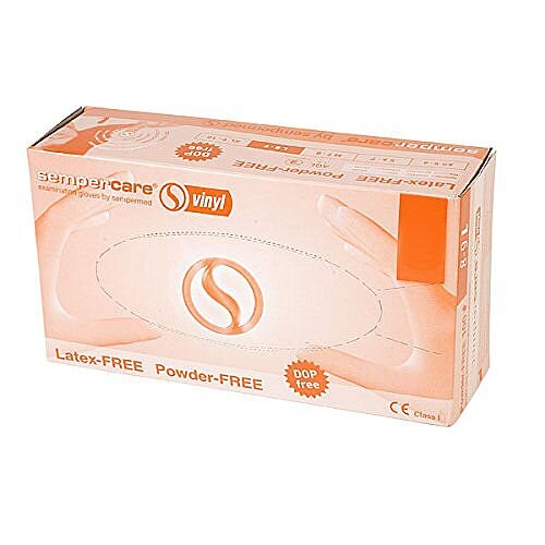 SemperCare Vinyl Gloves Latex Free Powder Free SMALL Pack of 100 SemperCare Vinyl Gloves Latex Free Powder Free SMALL Pack of 100