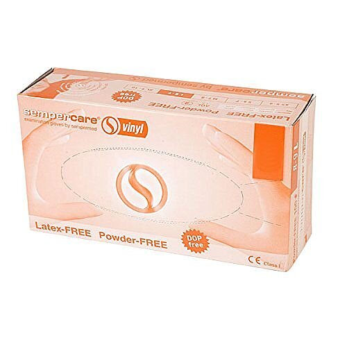 SemperCare Vinyl Gloves Latex Free Powder Free SMALL Pack of 100